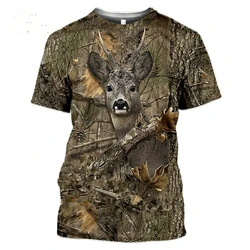 Camouflage Hunting Wild Animals Deer T-Shirts 3D Print Summer New Men's T shirt Casual Short Sleeve Oversized Tees Tops Clothing