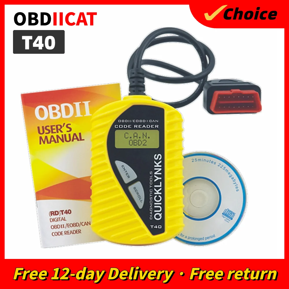 Original QUICKLYNKS T40 OBD2 OBD 2 Scanner/Auto Basic Code Reader (multilingual) OBDII Code Scanner/Auto Basic Code Reader Tool