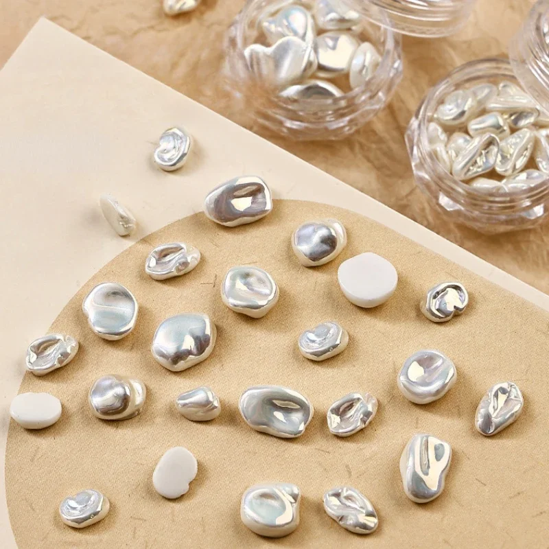 Baroque Simulated Flat Bottom Pearls Nail Art Decoration High-gloss Textured Shaped Manicure Tools Accessories Wholesale Makeup