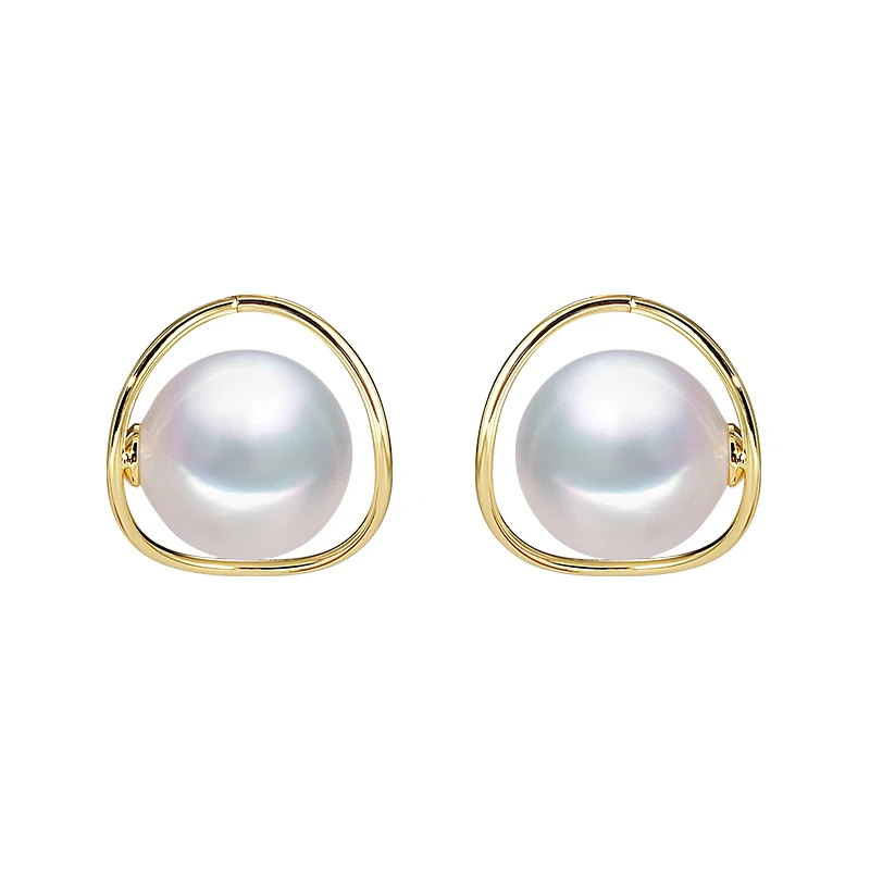 

Exaggerated large pearl stud earrings metal ring earrings light luxury high-end simple personalized earrings