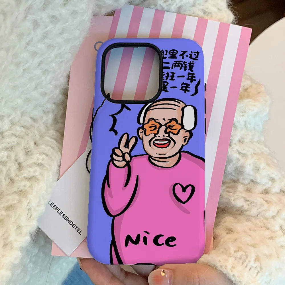 Happy every day, Grandpa Phone Case For IPHONE 15PRO MAX 14 13 12 11 PRO Plus 15pro Acrylic TPU Two in one Mobile Phone Cases