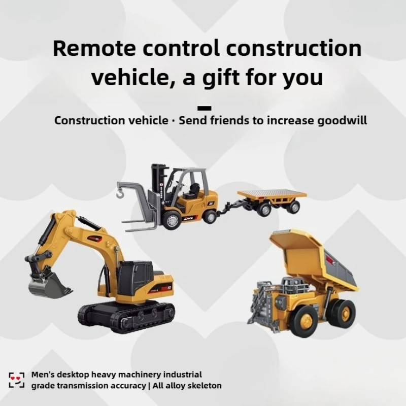 RC Car 1/64 Full Scale Mini RC Engineering Vehicle Desktop Electric Remote Control Excavator Dump Truck Forklift Model Toy Gift