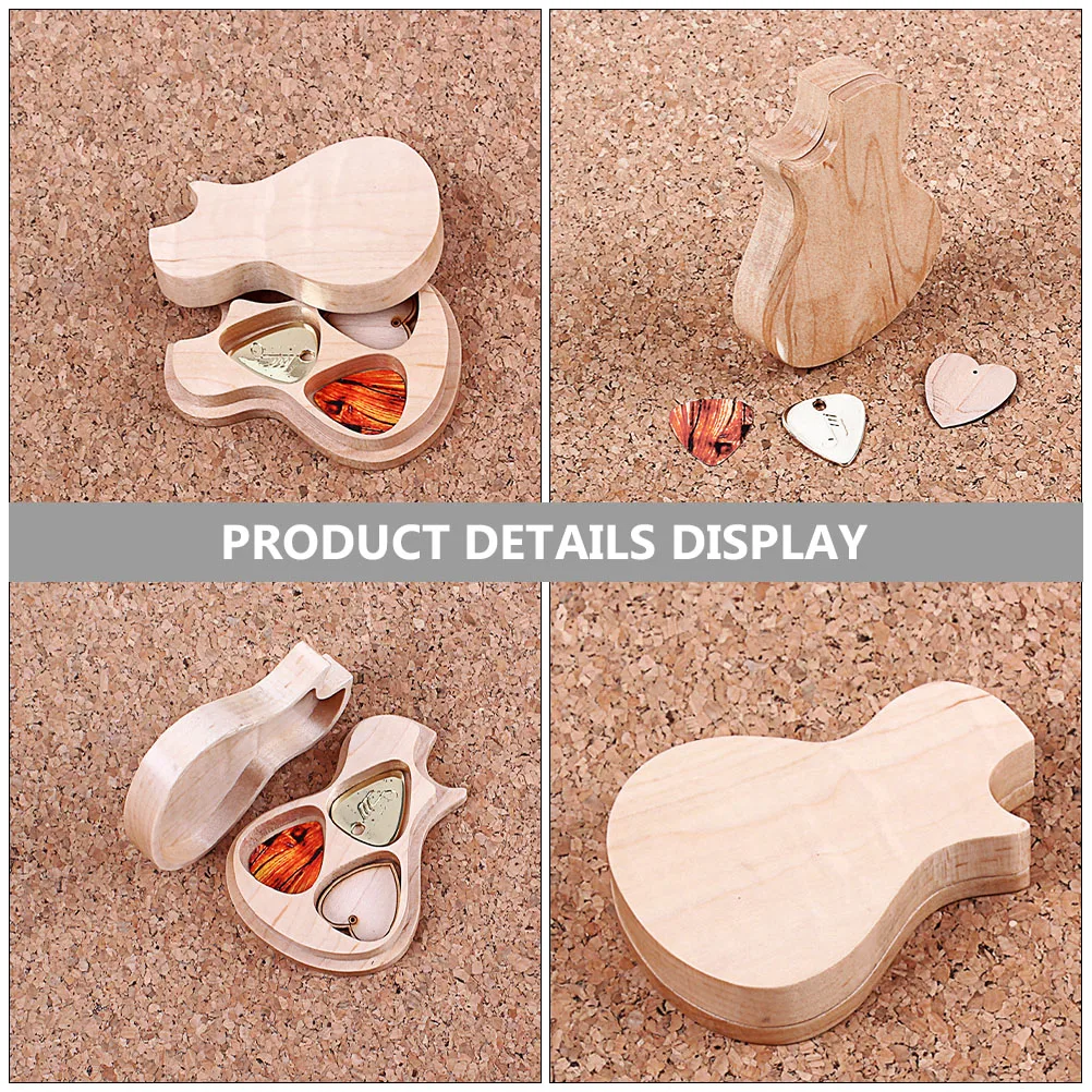 

Gifts Wood Guitar Picks Plectrum Storage Musical Instrument Container Khaki Holder Miss
