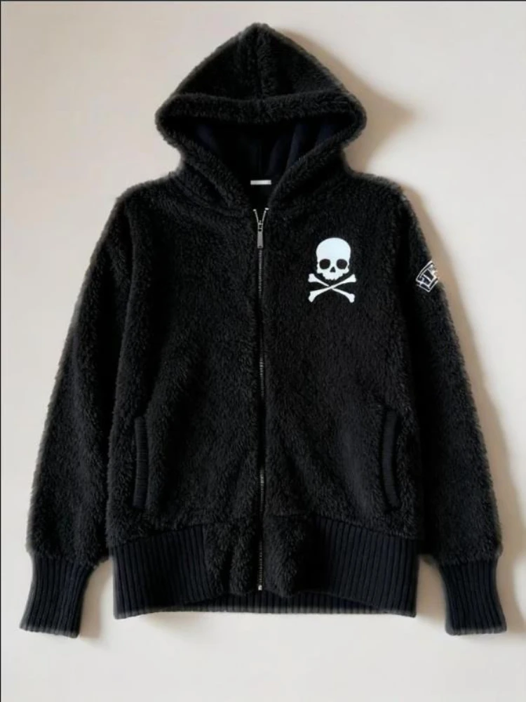 Felpe con cappuccio gotiche estetiche da donna Y2k Vintage Cross Skull Streetwear Felpe con cerniera chic Casual Harajuku Grunge Cappotto con cappuccio Nuovo