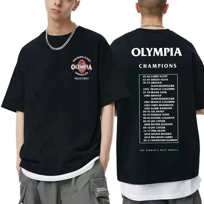 Training Diet Certifiate Olympla Champions T-shirt Men Women Gym Fitness Pump Cover Tshirt Men's Cozy Cotton Oversized T Shirts