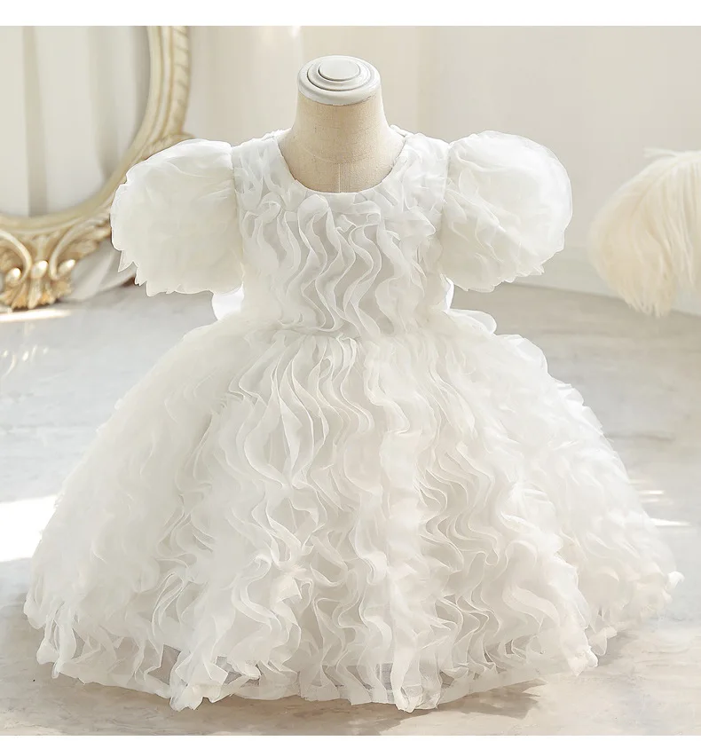 Girls' Party Dress Princess Christmas Bubble Sleeves Cute and Fashionable Toddler Bow Birthday Christmas Dress Baby Clothes