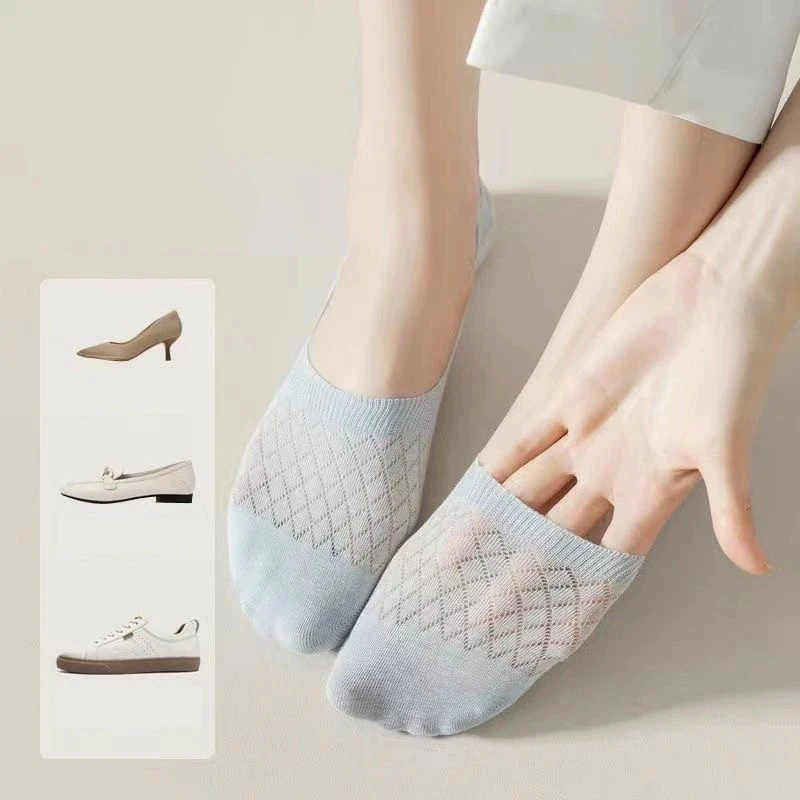 8 أزواج النساء المضادة للانزلاق الجوارب غير مرئية الصيف رقيقة شبكة بلون امتصاص العرق تنفس لينة مريحة الجوارب غير رسمية #5