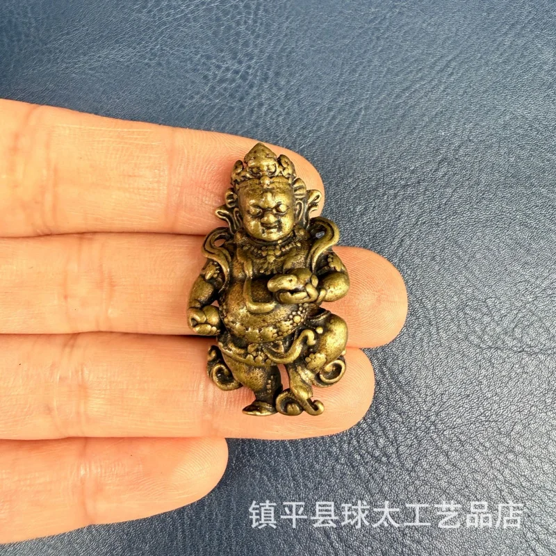 Lima Bronze Buddha Statue, Yellow Wealth God, Tibetan Style Craft, Small Buddha Pendant Ornament