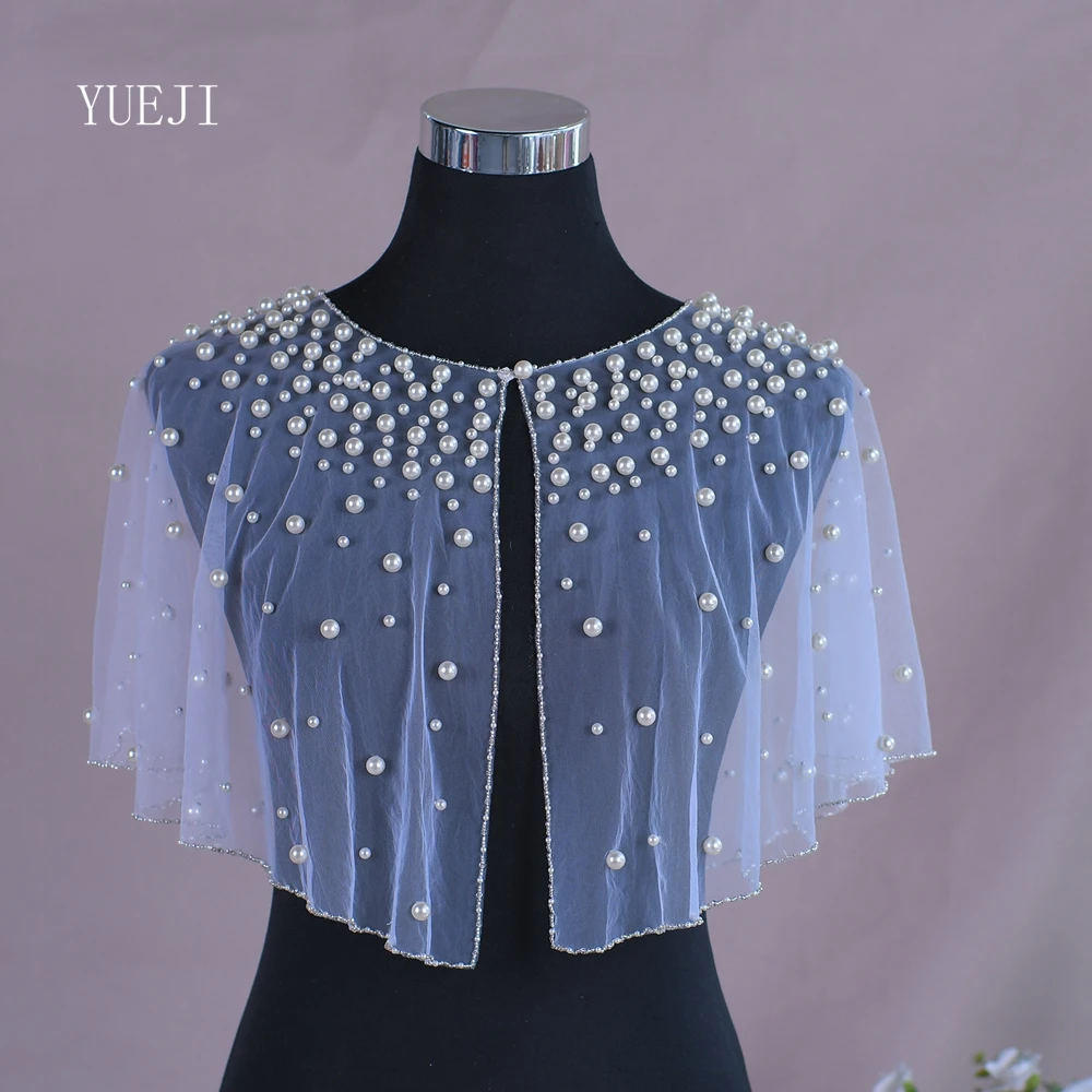 

YUEJI Boleros Para Mujer Short Pearl Bridal Shawl Elegantes Women's Evening Sleeves For Detachable Wedding Dress DIY YJG31