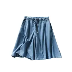 New Arrival Jeans Summer 2026 Women Casual Elastic Waist Loose Solid Denim Shorts Denim skirt vestidos de mujer robe longue