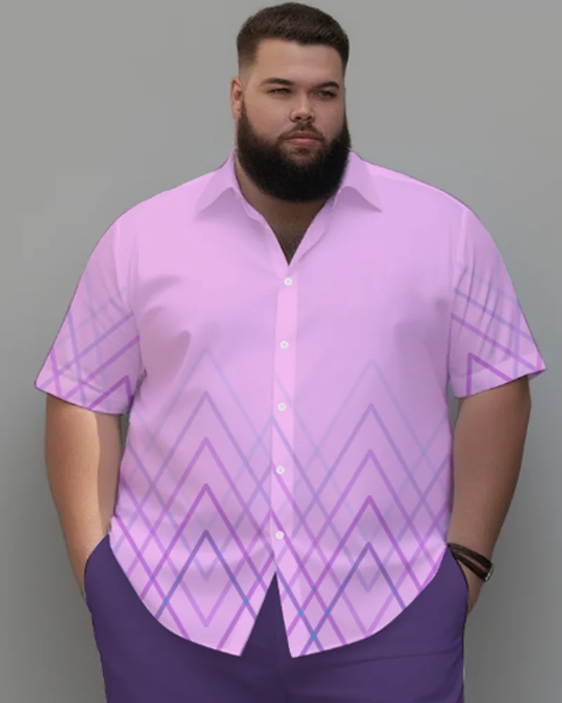 "S-9XL طقم قميص وسروال رجالي بأكمام قصيرة مقاس كبير مكون من قطعتين - ملابس كاجوال فضفاضة قابلة للتنفس"