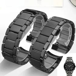 Ceramic Watch Strap for Armani Ar1451 Ar1452 Matte Write Strap Black Bright Sports Men's Watch Band Accessories 24mm