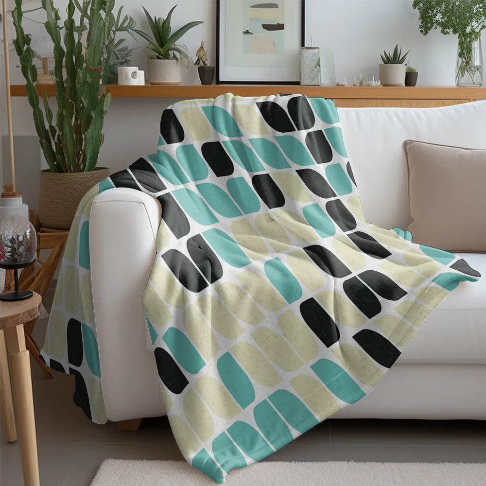 Geometric Half Moon Sofa Blanket Colorful Retro Nordic Style Cushion Cover Bedding Throw Blanket