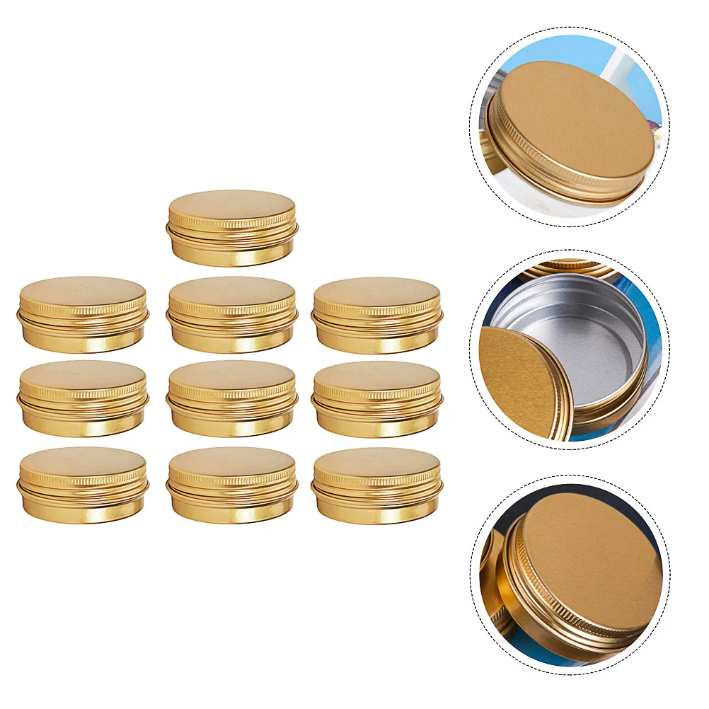 1 Set 10 Pcs 30ML Aluminium Screw-thread Storage Boxes Ointment Boxes (Golden) Aluminium Boxes Cosmetics Container