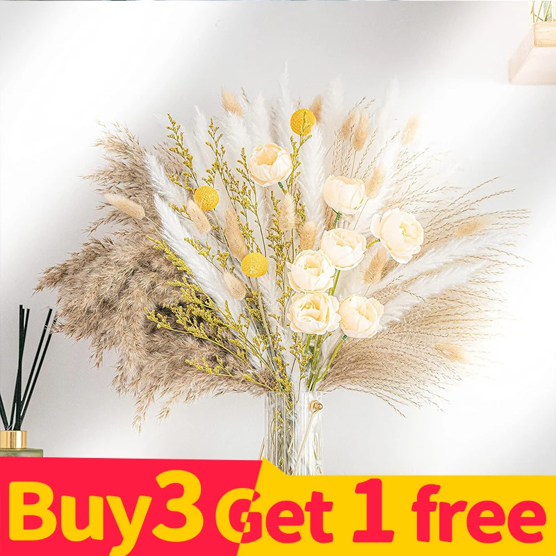 300pcs Real Natural Dried Flower Bouquet Pampas Reed Small Reed Rabbit Tail Grass Home Decor Mix and Match Dried Flower Bouquet