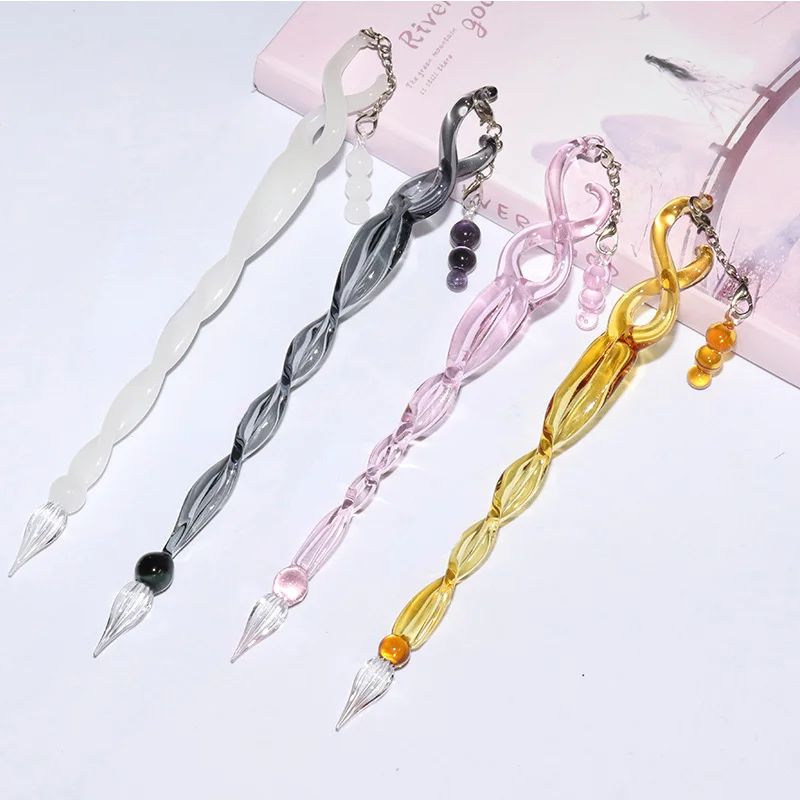 1 Pc Multicolor Glass Drip Pen Antique Glass Dip Pen Signature Filling Ink Pen Crystal Writing Dip Pen Fountain Pens