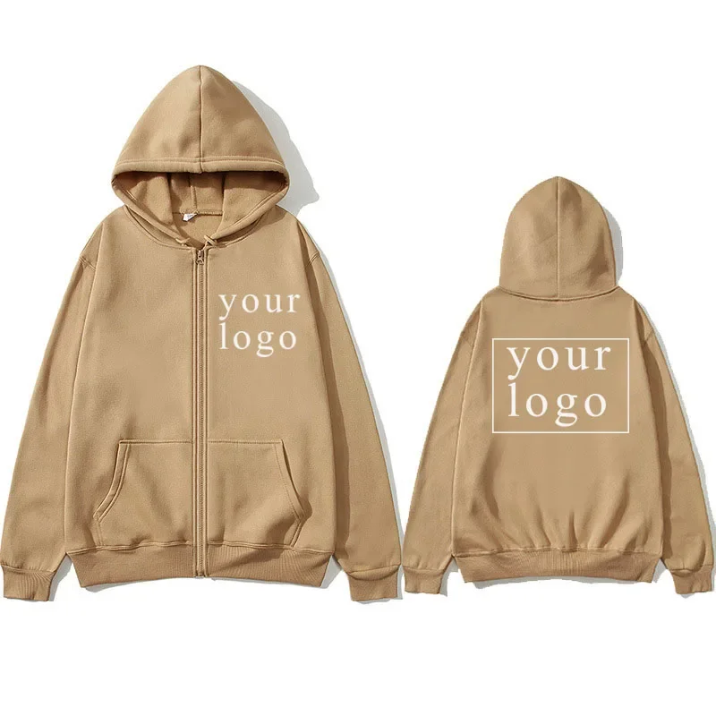 2024 nueva moda tu propio diseño marca Logo/imagen personalizada en cualquier lugar hombres mujeres DIY cremallera cardigan Sudadera con capucha