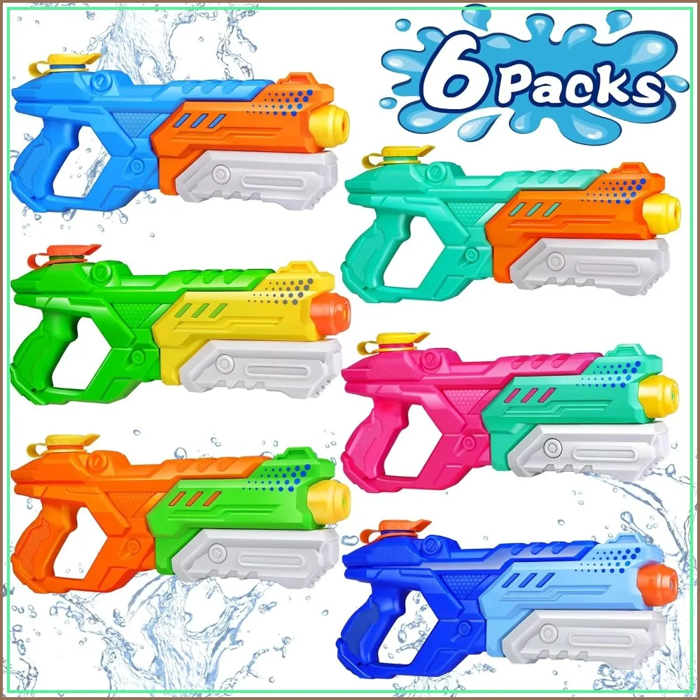 

600cc Water Guns 6 Pack, Super Soakers for Kids & Adults, High Capacity Pump Action, Long Range, Summer Outdoor Water Blasters for Beach Pool Play