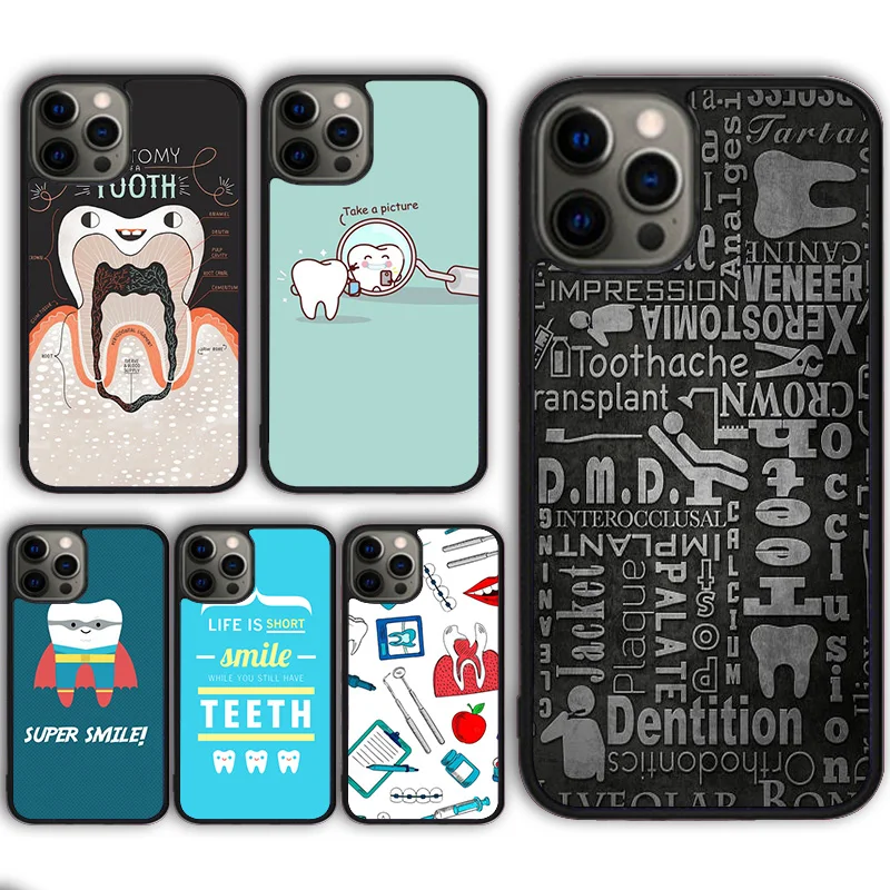 Anatomy Dental Crowned Tooth Crown Phone Case Cover for iPhone 16 15 SE2020 13 14 11 12 Pro Max Max 7 8 Plus coque fundas