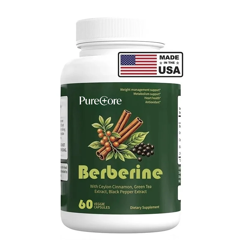 Berberine Complex Supplement, Containing Ceylon Cinnamon, Green Tea, Black Pepper Extracts, Natural Herbal Complex, 60 Capsules