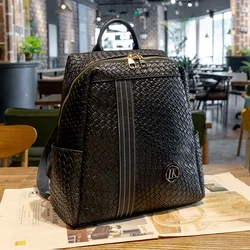 Luxury Women Genuine Leather Backpack Rivet Multifunctional Shoulder Bag Female  Travel Bag Teenage Girls Fashion Schoolba