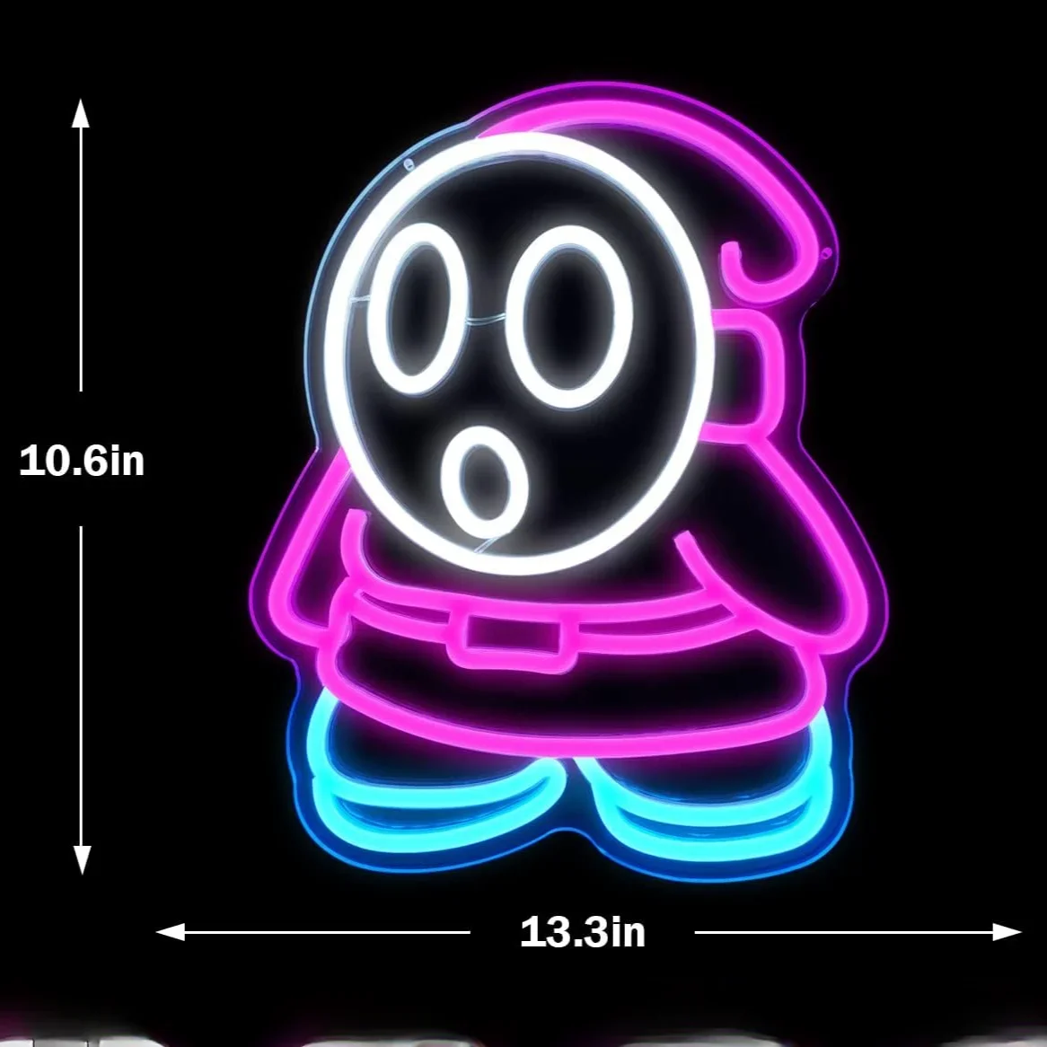 Shy Guy 게임 네온 사인 유령 LED 네온 조명, 침실 어린이 게임 룸, 남자 동굴 생일 할로윈 장식