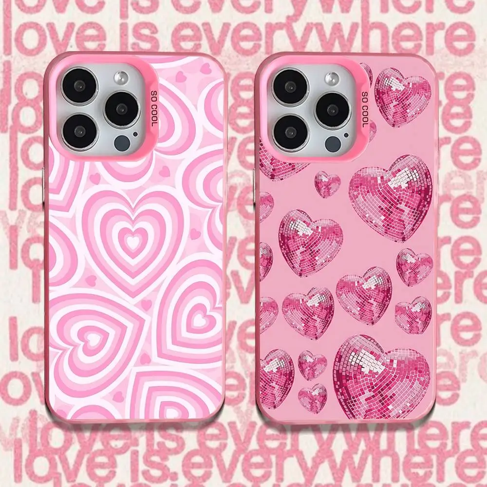 

Phone Case For iPhone 16,15,14,13,12,11,Pro,XS,Max,Plus,Mini,SE love heart pink vibes Pink Candy Matte Shockproof Cover