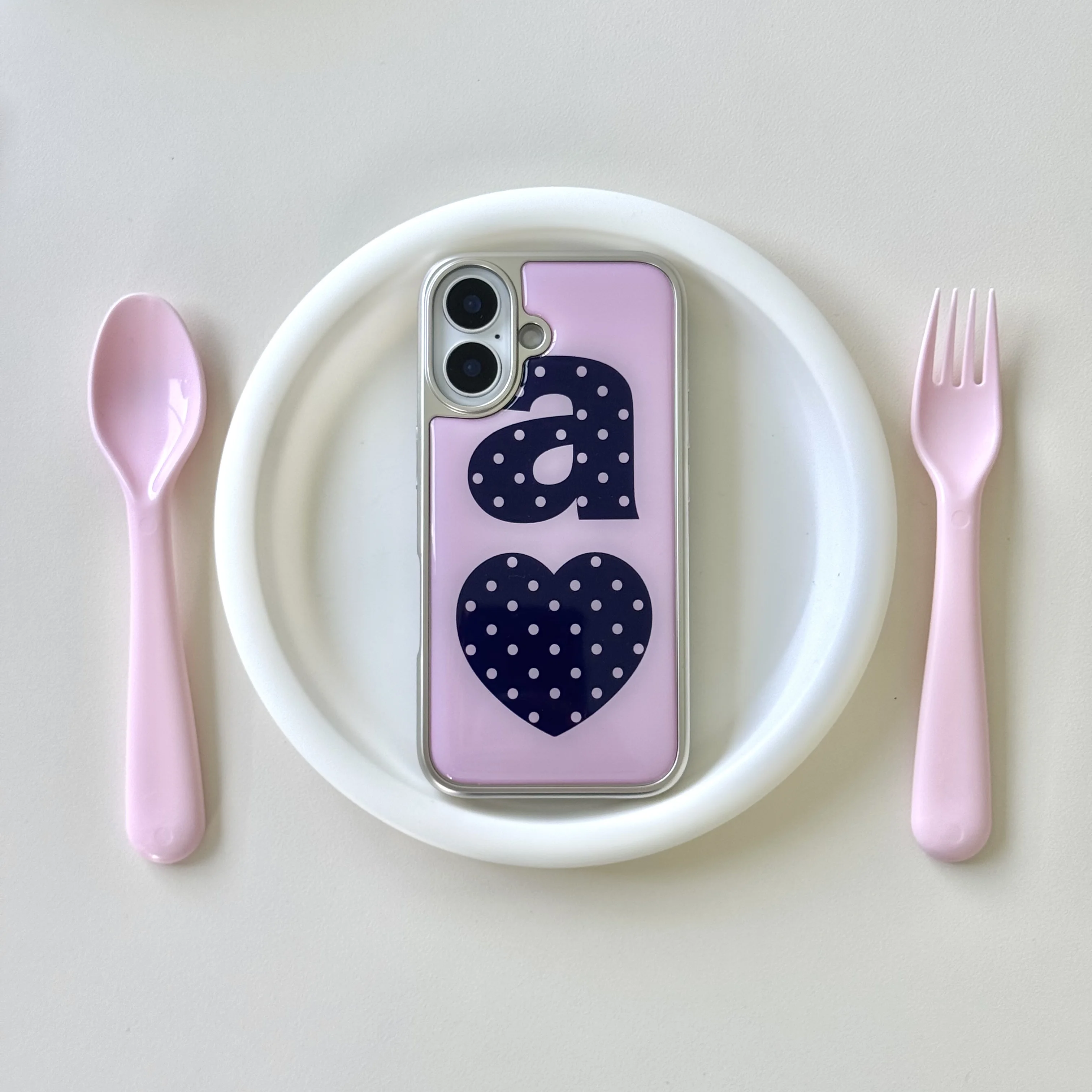 Luxuriöse Clmj NAVY DOTTY LOVE PINK Handyhülle für iPhone 17 16e 16 15 14 13 12 11 Air Pro Max X XR XSMAX 8 7 Plus Transparente Rückseite