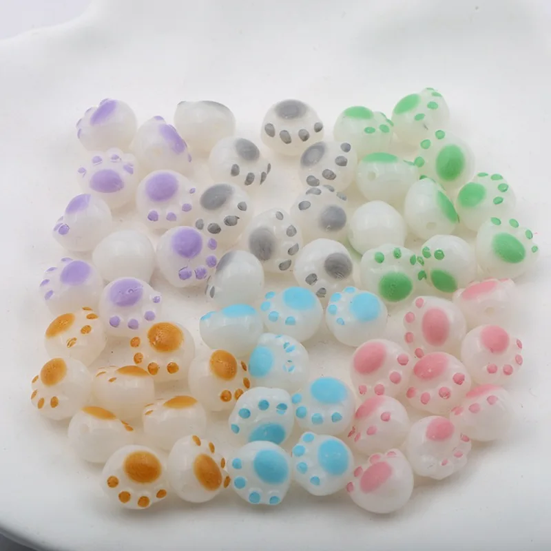 20Pcs 11x12MM Cute Cat Paws Acrylic Beads Cartoon Spacer Beads For Jewelry Making Diy Bracelet Necklace Handmade Craft Accessory