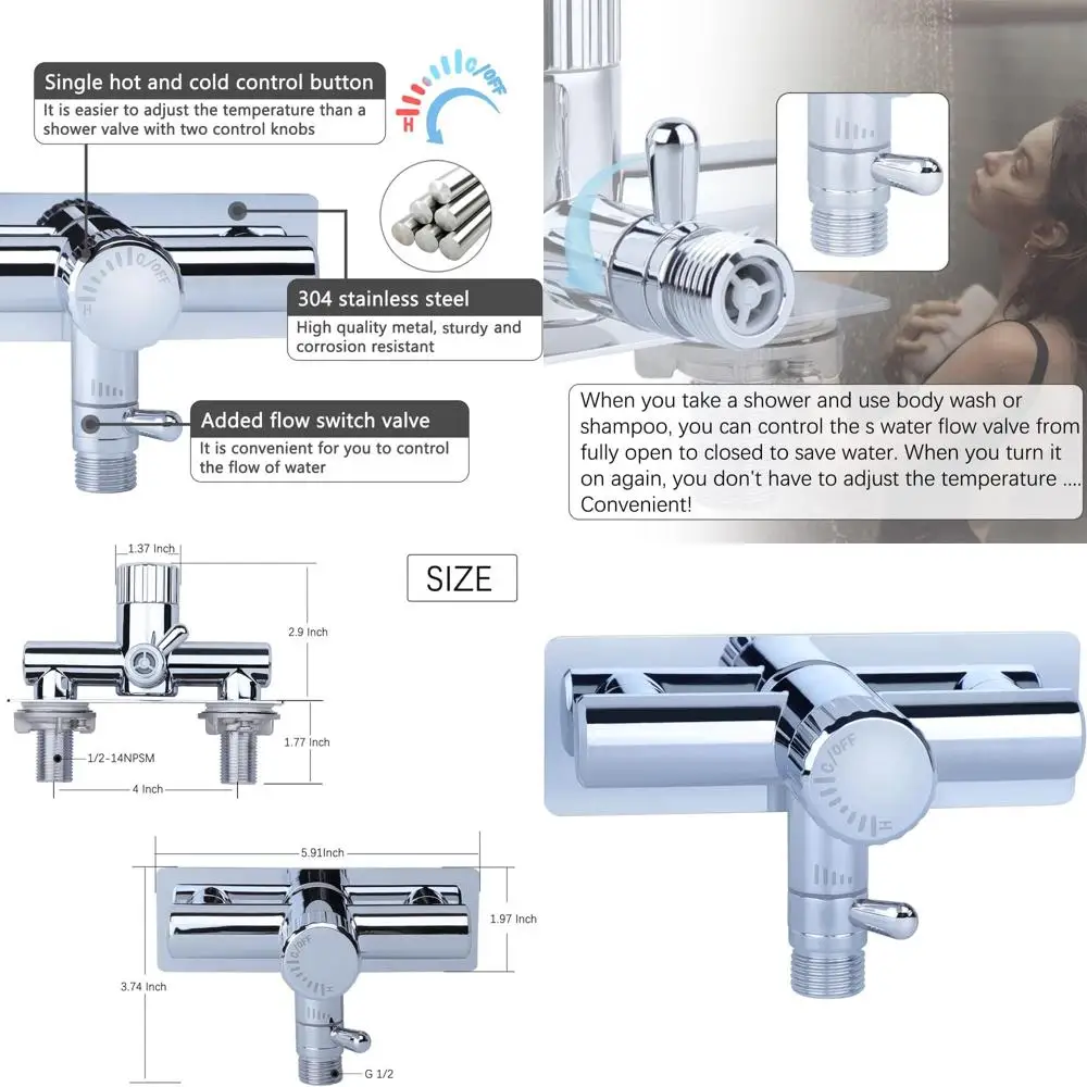 

Хромированный смеситель для душа с одной ручкой и переключателем для автофургона, кемпера, дома на колесах и пятого колеса