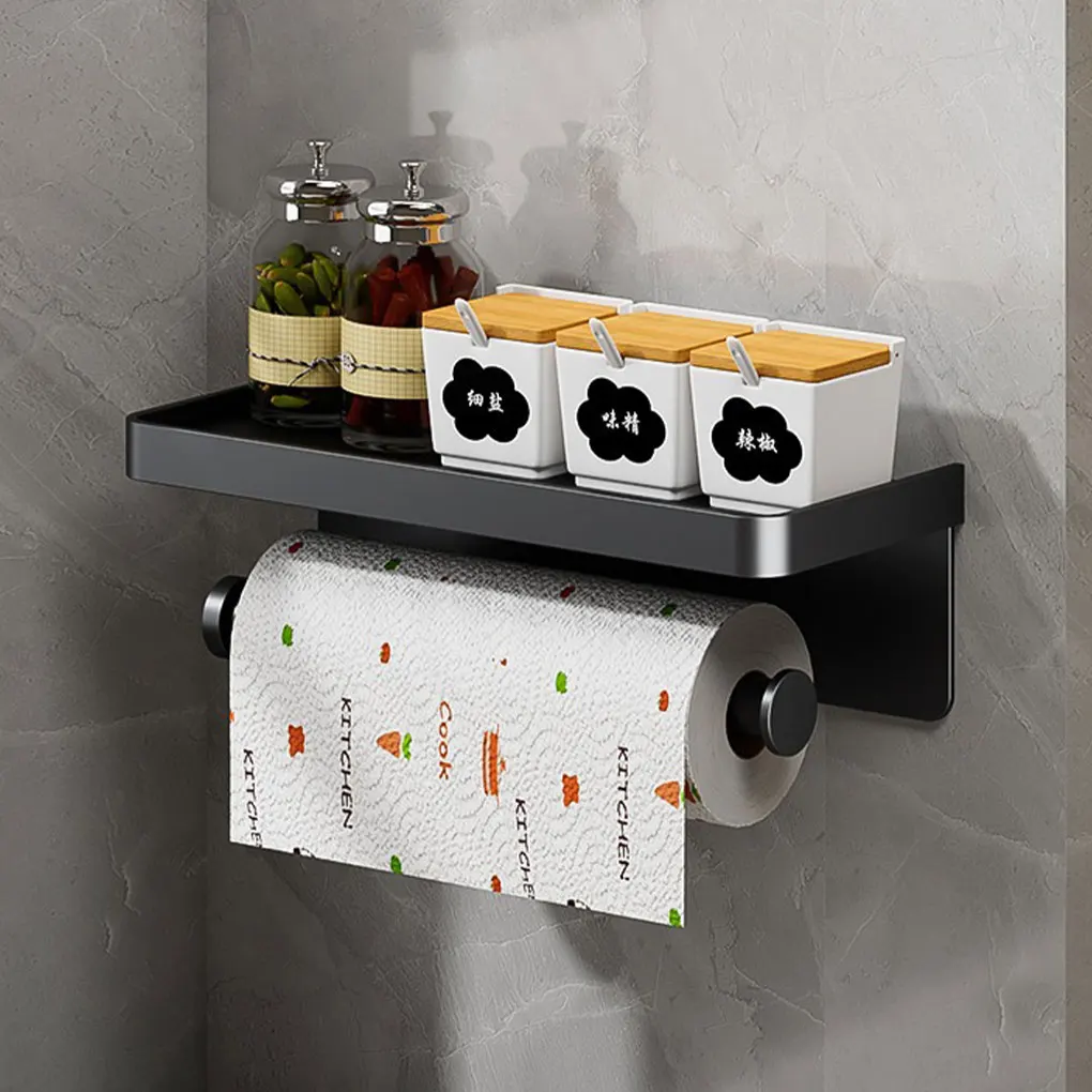 Toilet Paper Holder Wall Mounted Paper Roll Holder With Storage Tray Mobile Phone Holder Kitchen Rack Bathroom Accessories