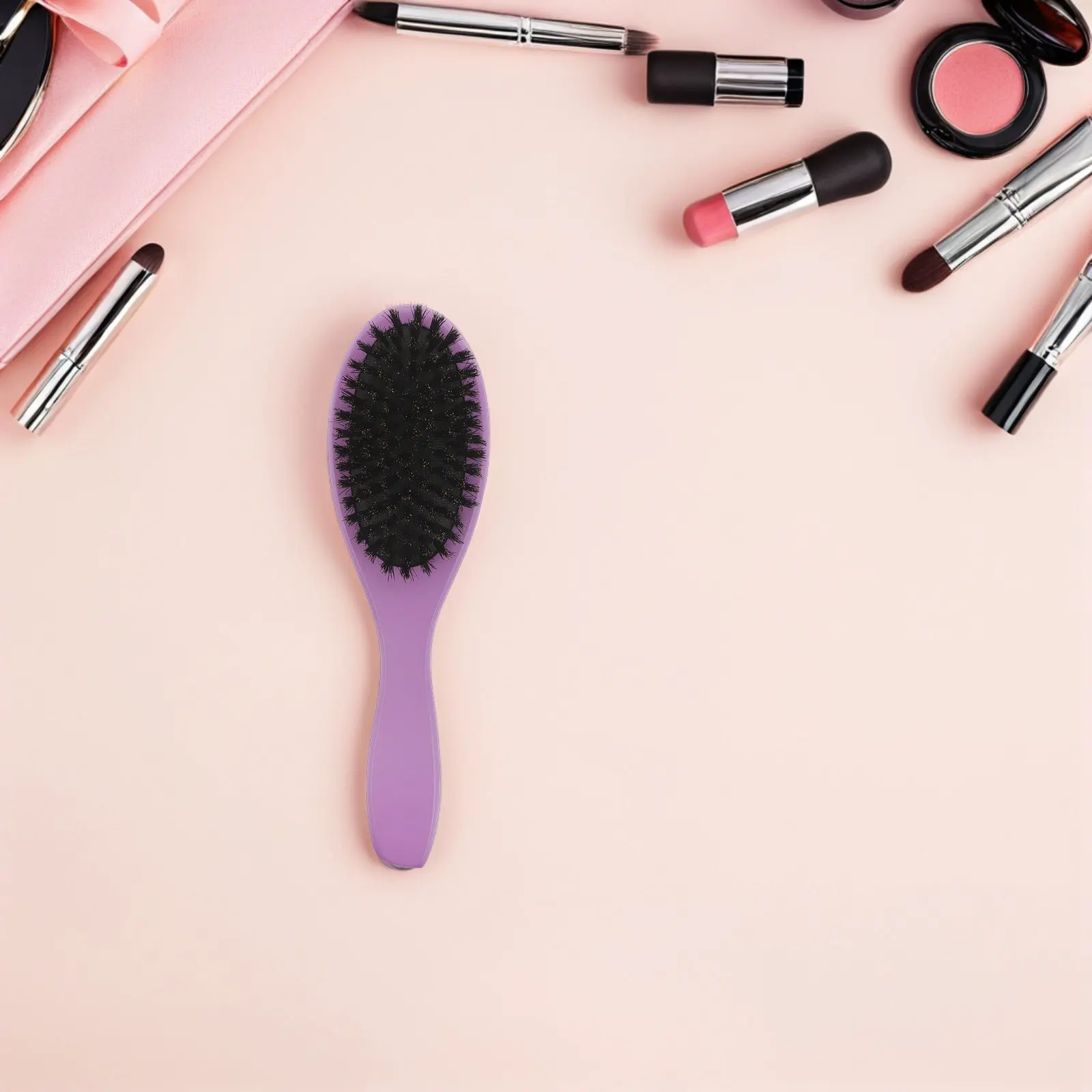 

Натуральная щетка-лопатка из щетины для волос, фиолетовая, мужская, антистатическая, с подушечкой, дорожная, для распутывания и укладки густых и тонких волос