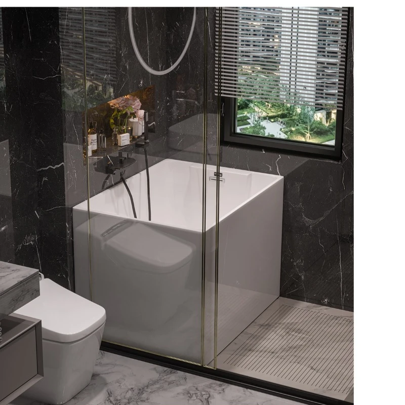 

Japanese-style small apartment deep bubble sitting household acrylic mini constant temperature square small size bathtub 0.8-1 m