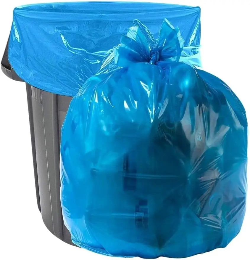 

32-33 Gallon Recycling Trash Bags, 1.2 Mil, Blue Garbage Liners, 33” x 39” (100 Count)