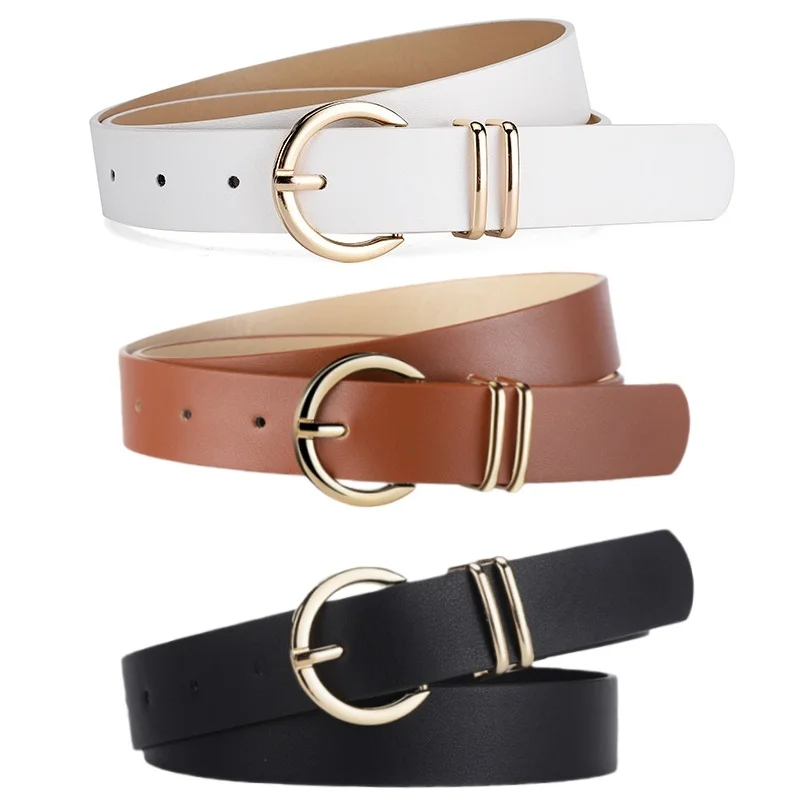 

Минималистичный женский ремень с стильной металлической пряжкой, из искусственной кожи, элегантный, с двумя кольцами, для платьев и джинсов, декоративный пояс