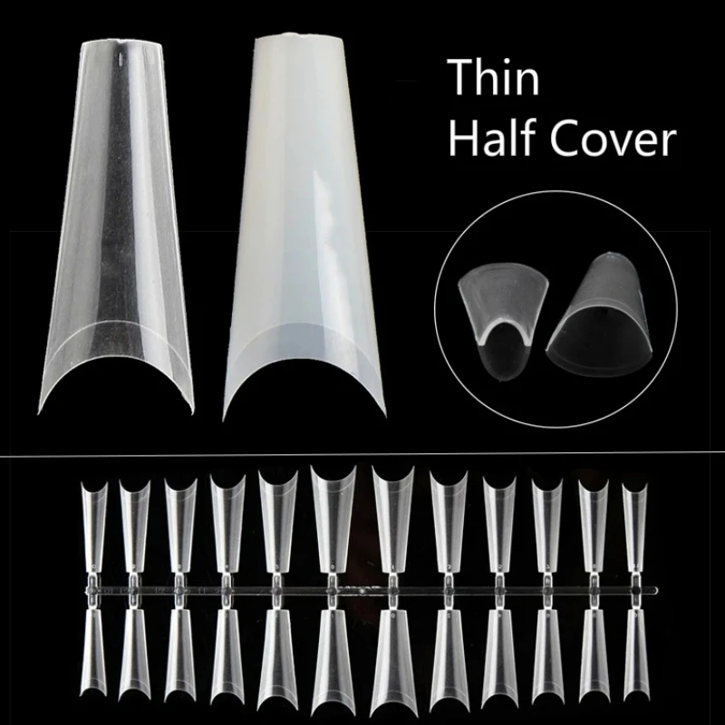 

240pcs Ultra Thin Half Cover Long Coffin False Nails Matte Finger Artificial Nail Art Extension Tips