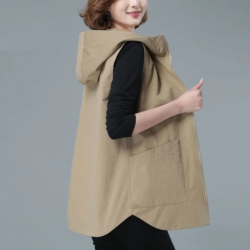 Cappotto mamma di grandi dimensioni Jaet Sottile Faionable Primavera Autunno Indossare Cardigan aperto con cerniera da donna con cappuccio Coreano Sle Loose Fit