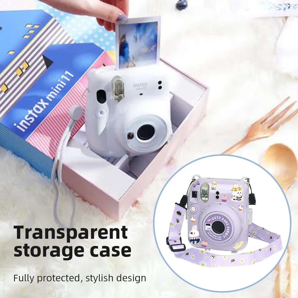 For instax Mini 12 Camera Case Silicone Protective Crystal Transparent Cover Scratch-proof Storage Carry Bag For Fujifilm Instax