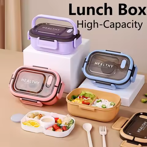 Lunch Box Multi-function 3 Grid Fruit Cartoon Sealed Sauce Salad Dressing Box for Kids Bento Loncheras Picnic Snacks Organizer