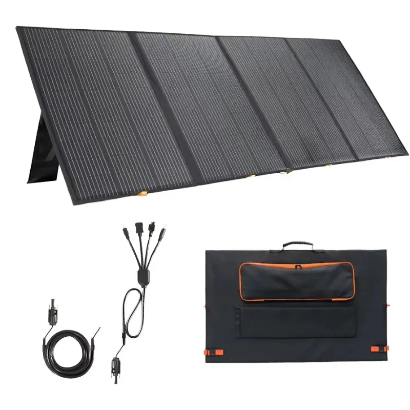 

400 Watts 4 Plate ETFE Folding Solar Panel Black 23.5% Photoelectric Efficiency Supports OEM/ODM Various Connectors