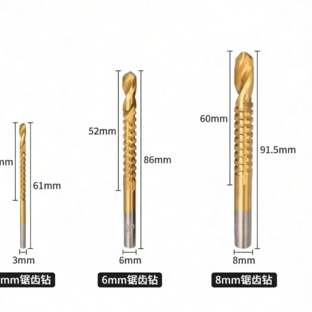 6 Titanium Coating Step Drill Bit Woodworking Spiral Flute Hole Cutter Metal Drilling Tool Kit High Speed Steel Accessory