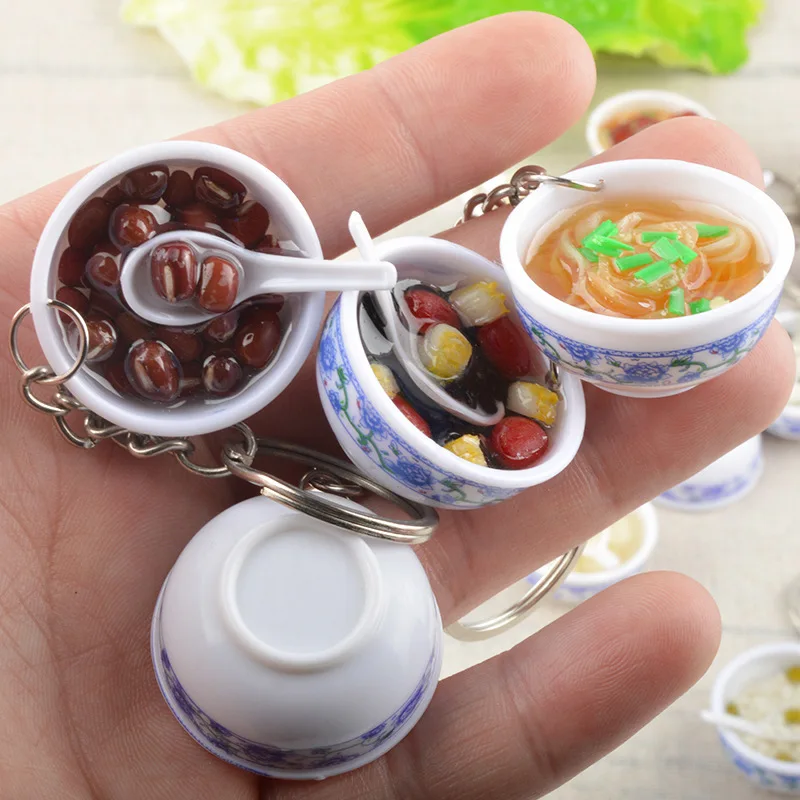 

Artificial Chinese Food Noodles Soup Porridge Miniature 3cm Bowl Food Toy Model Keychain Doll Accessory Home Decor Decorations