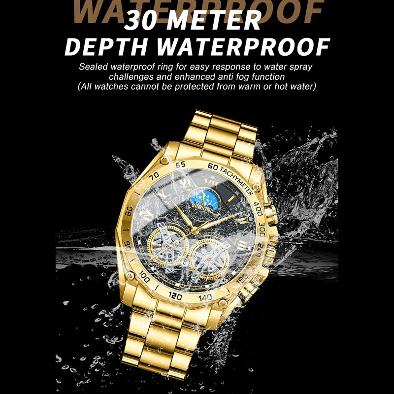 New double flywheel watch men\'s non-automatic machine hollow mechanical watch multifunctional fashion luminous waterproof watch.