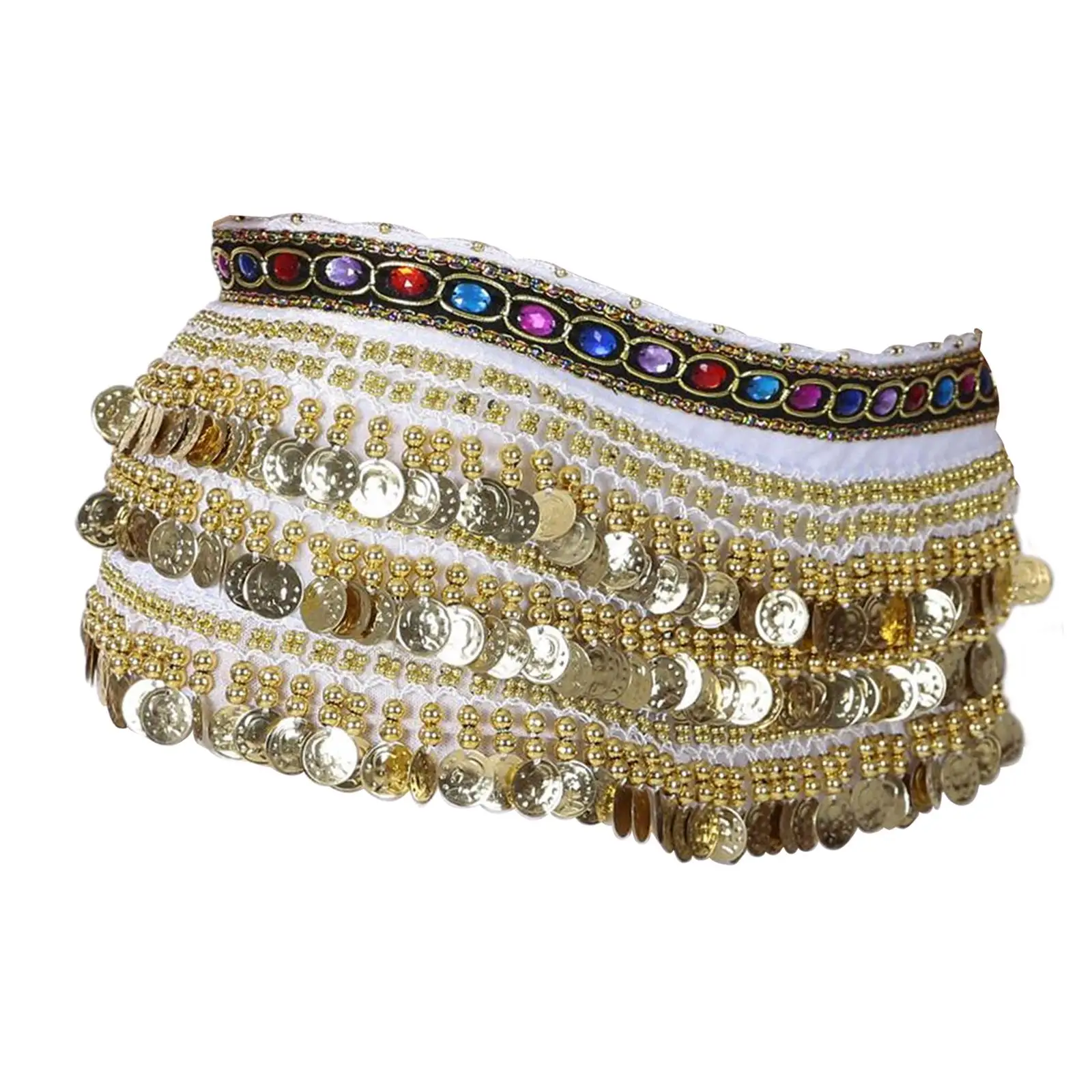 Belly Dance Hip Scarf Bellydancing Hip Belt Shiny Waist Chain Sequin Tassel Skirt for Club Dancer Nightclub Carnival Ballroom