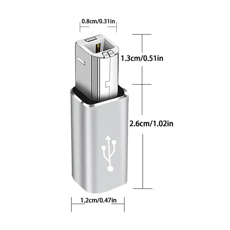 USB B 2.0 to USB C Adapter For MacBook Pro HP Canon Brother Epson Dell Samsung Printer Type C Printer Scanner Cable