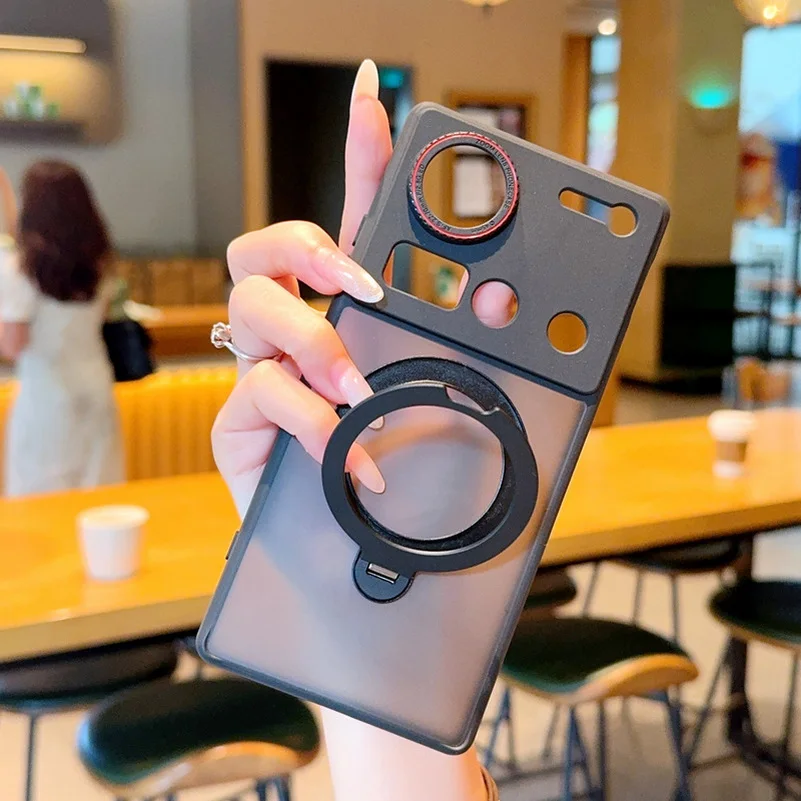 Red Circle Lens Full Coverage Metal Magnetic Holder Case For Zte Nubia Z70s Z70 Ultra Redmagic 10 Air 10 Pro + 9 9s Pro Cover view 2