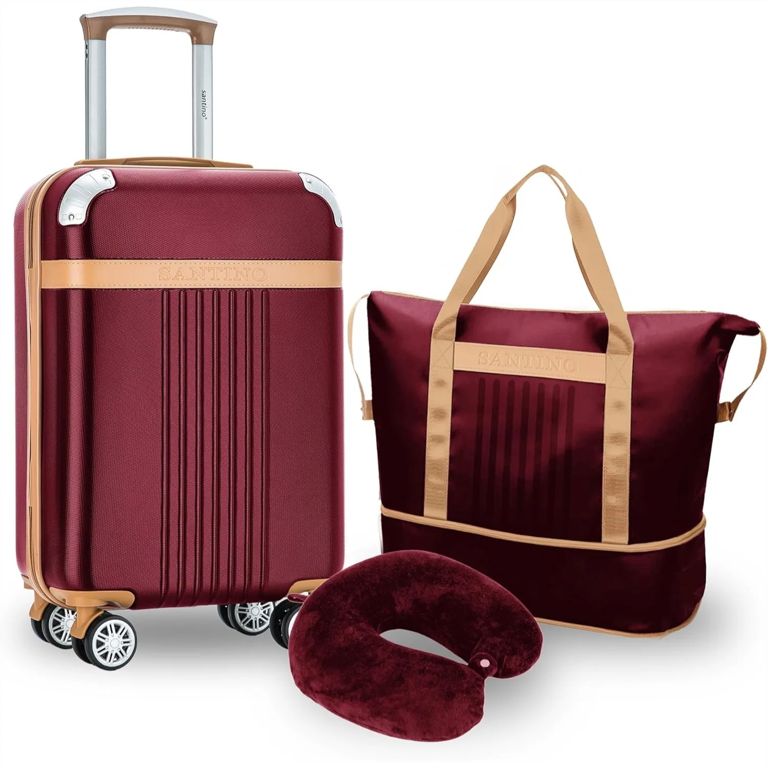 

3 Piece Luggage Set Carry On 22x14x9 Airline Approved ABS Hard Case with Detachable Wheels TSA Lock Spinner Suitcase for Travel