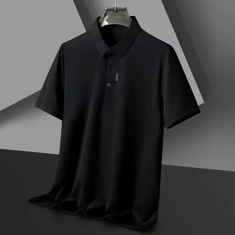 Summer Waffle Polo Shirts for Men Business Casual Fashion Solid Short Sleeve Lapel T-shirts Men Loose Breath Versatile Tops