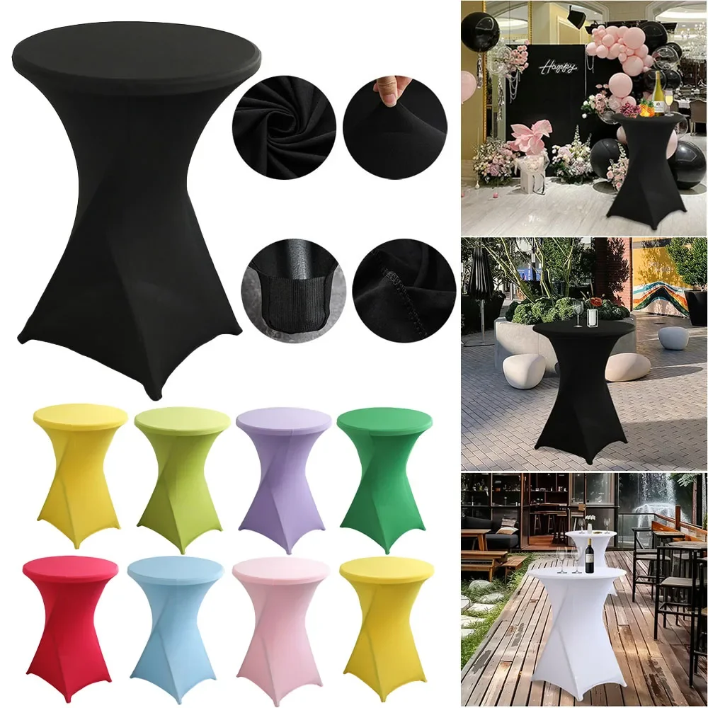 

1PC Upscale Hotel Wedding Party Decoration Round Banquet Stretch Solid Color Table Cover Multi-color Table Cloth Decoration 식탁보