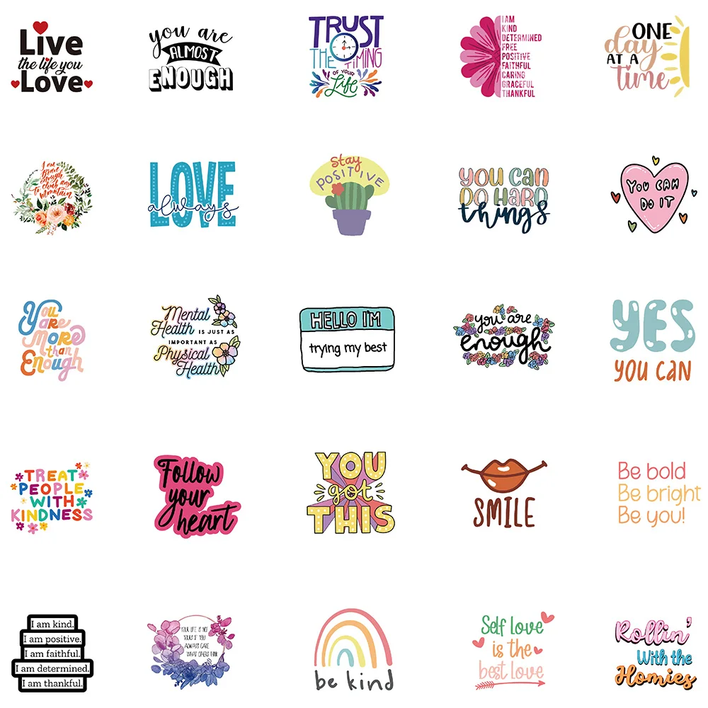 52PCS Inspirational Quote Stickers Vision Board Motivational Sticker DIY for Adults Teens Students Teachers Aesthetic Decals